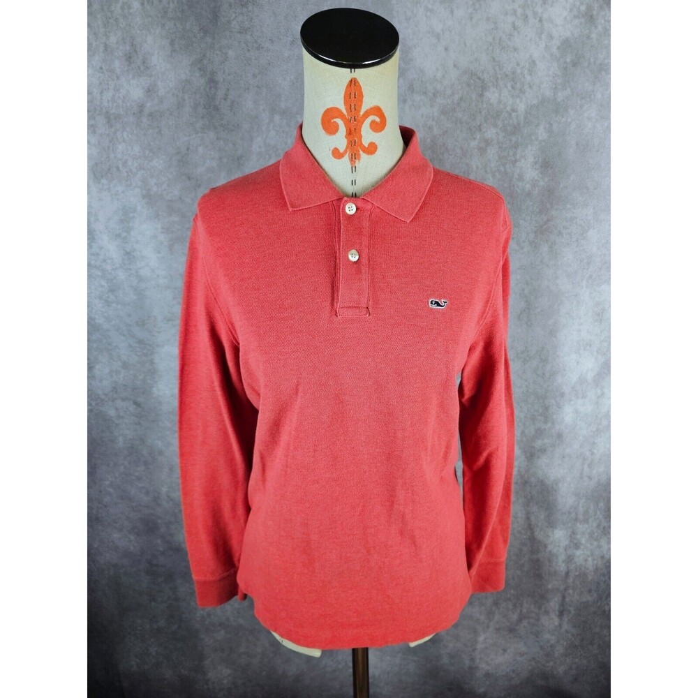 VINEYARD VINES Boys XL Red Long Sleeve Tee Shirt Polo Pullover Cotton Whale EUC